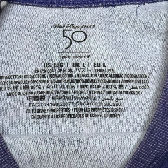 Walt Disney World 50th Anniversary Spirit Jersey Long Sleeve Shirt Size Large - Picture 5 of 7